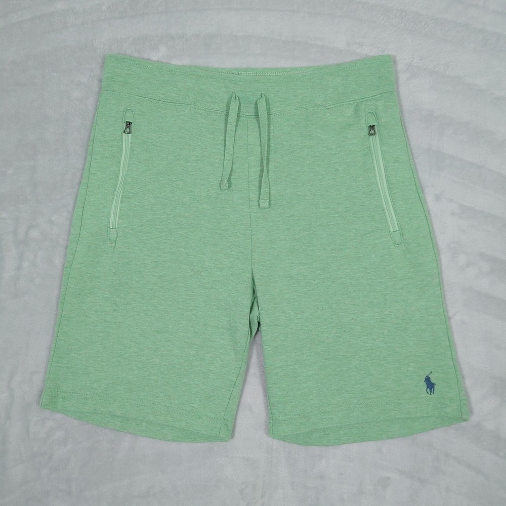 Polo Ralph Lauren Sweat Shorts Mens M Zip Pockets Stretch Light Green Athletic